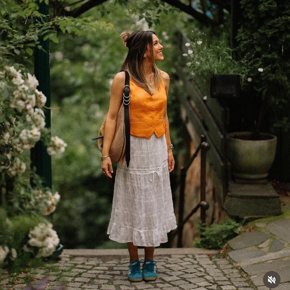 Express Orange Button-Down Vest - image 4